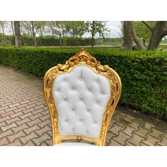 1970s Italian Baroque Gold Marble Leather Dining Set-5 Pc For Sale - Image 9 of 18
