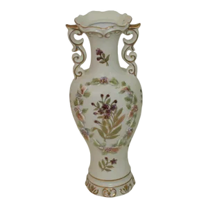 Mid Century Hand Painted Ardalt Lenwile Japan Porcelain Vase With Raised Detail