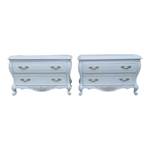 Vanleigh French Shabby Chic Large Bombay Nightstands Bedside Tables a Pair