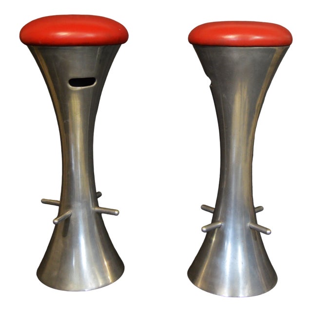 Set of Cone Bar Stools in Stainless Steel For Sale
