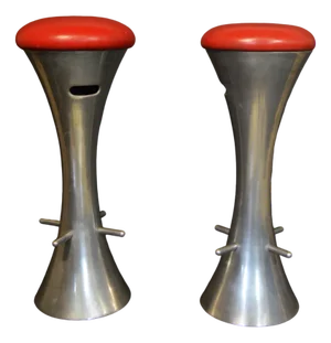 Set of Cone Bar Stools in Stainless Steel