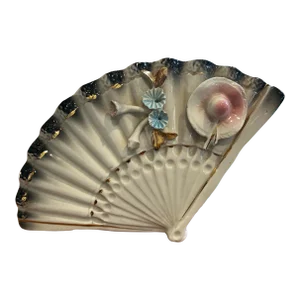 Vintage Capodimonte Ceramic Fan Mini Vase