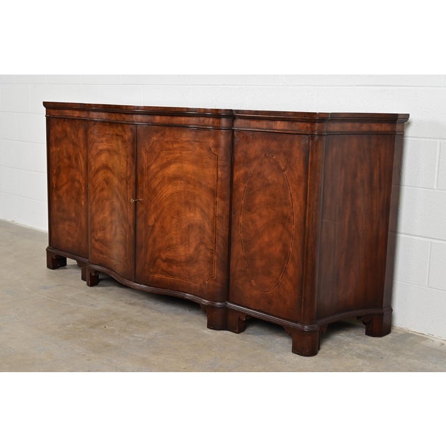 Baker Furniture Company Baker Furniture Georgian Inlaid Flame Mahogany Sideboard or Bar Cabinet For Sale - Image 4 of 14
