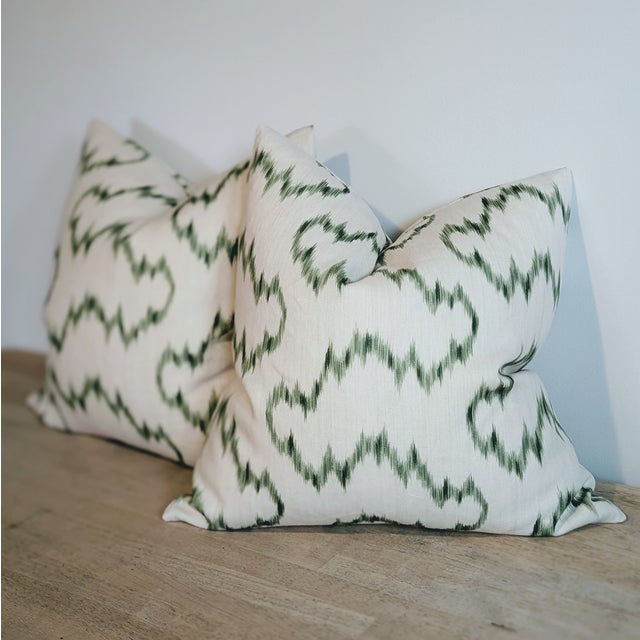 Not Yet Made - Made To Order Lee Jofa Mallorcan Ikat Pillows in Leaf - Pair For Sale - Image 5 of 7