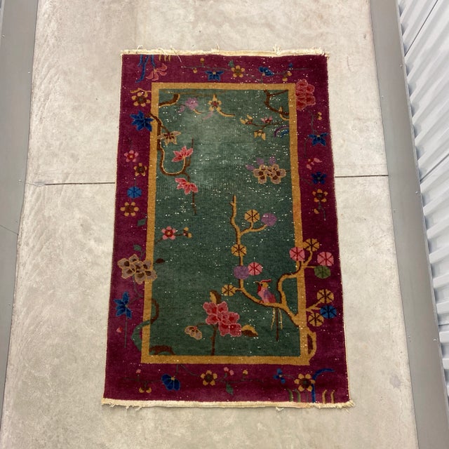Art Deco Antique 3 X 5 Chinese Art Deco Rug For Sale - Image 3 of 8