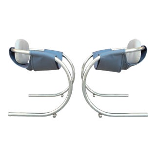 1970s Cantilever Chrome Lounge Chairs by Byron Botker for Landes of California - A Pair For Sale