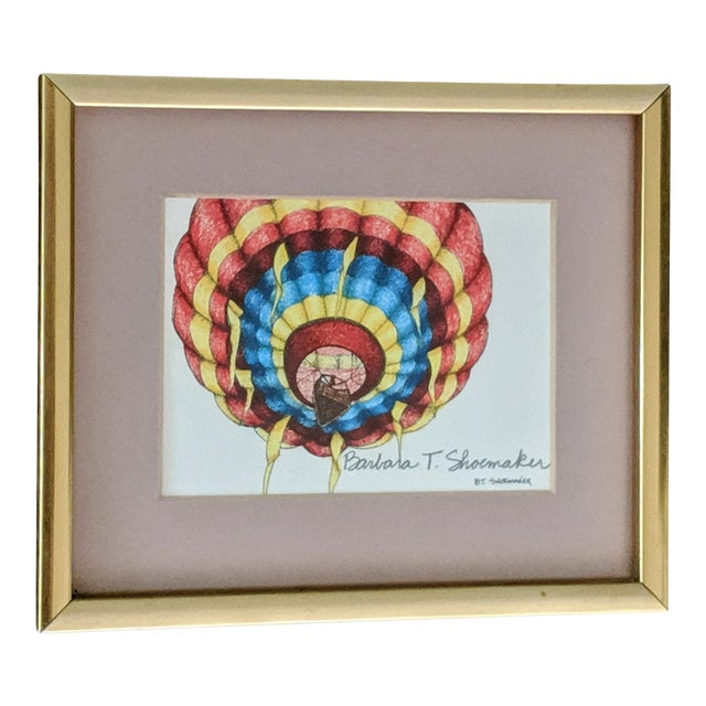 Vintage Hot Air Balloon Lithograph Pencil Signed by Barbara Shoemaker For Sale