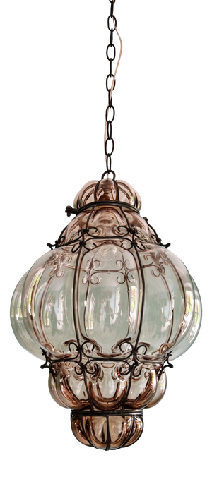 Large Mid-Century Venetian Pendant Light in Smoked Blown Murano Glass, 1960s