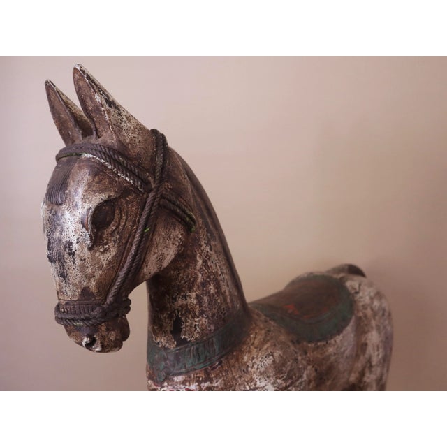 Antique XL Carved Wood Horse For Sale - Image 4 of 5