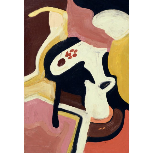 1960's Pink & Yellow Figurative Abstract by Les Anderson For Sale In Monterey, CA - Image 6 of 6