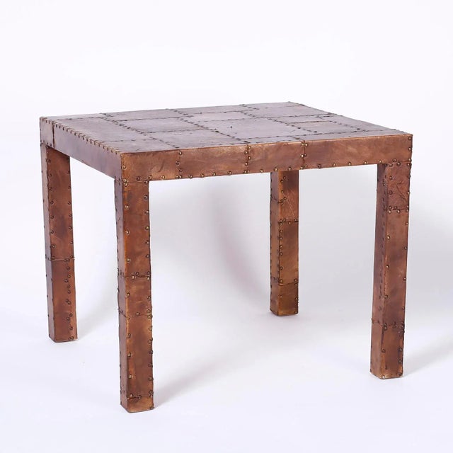 Mid-Century Modern Midcentury Leather Clad Parson's Tables - A Pair For Sale - Image 3 of 10