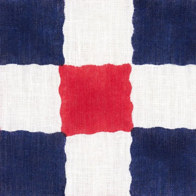 Contemporary SAMPLE - Schumacher x Molly Mahon Chequer Fabric In Red/Navy For Sale - Image 3 of 3