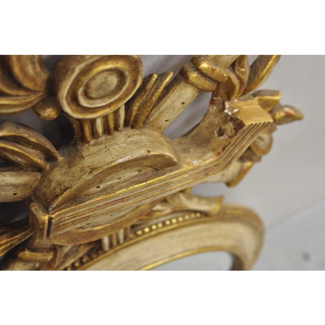 Antique Italian Regency Carved Wood Round Cream & Gold Wall Mirror by M Grieve For Sale In Philadelphia - Image 6 of 10