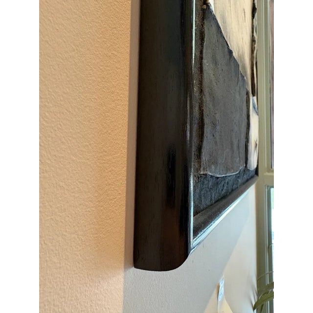Gray Geometric Raku Clay Tiles Mounted and Framed Wall Sculpture - 47x30 For Sale - Image 8 of 14