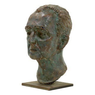 Vintage Sculpted Clay Bust, 1970s For Sale