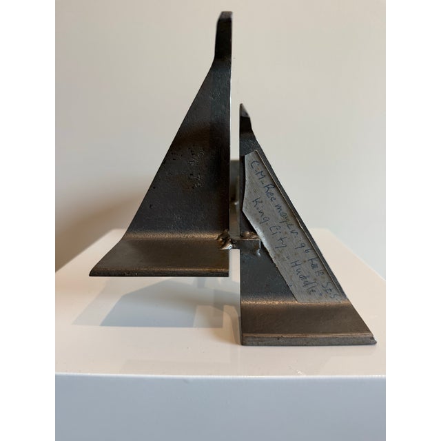 Abstract Steel Sculpture, Postmodern, 1975, Hard Lines, Signed For Sale - Image 4 of 12