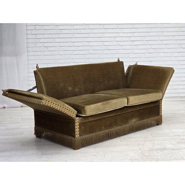 Danish 2-Seater Spanish Drop Arm Sofa in Furniture Velour, 1970s For Sale - Image 10 of 18