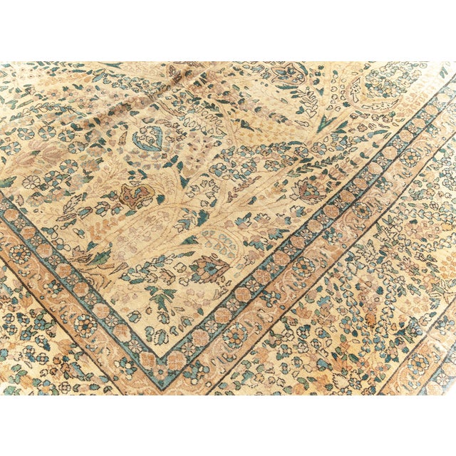 Textile Authentic Persian Kirman Handwoven Wool Carpet For Sale - Image 7 of 9