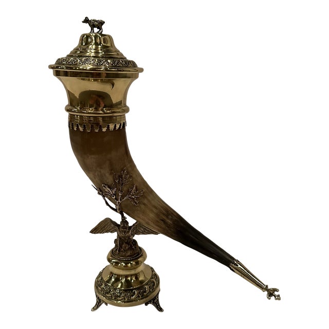 19th Century Horn & Brass Covered Trophy Cup Accessory For Sale