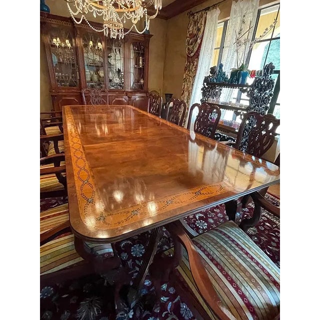Chippendale 1950s Large Baker Dining Table & 10 Chippendale Style Dining Chairs For Sale - Image 3 of 12
