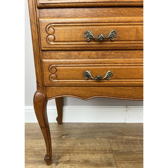 Vintage French Louis Oak Chest of 3 Drawers For Sale - Image 4 of 12