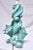 1970's molded glazed ceramic table lamp by Sirmos , in unusual Aqua blue. Height is 24" to top of socket, ready for use.