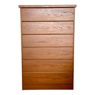1970s Danish Mid Century Modern Teak Highboy Dresser 6 Drawers For Sale