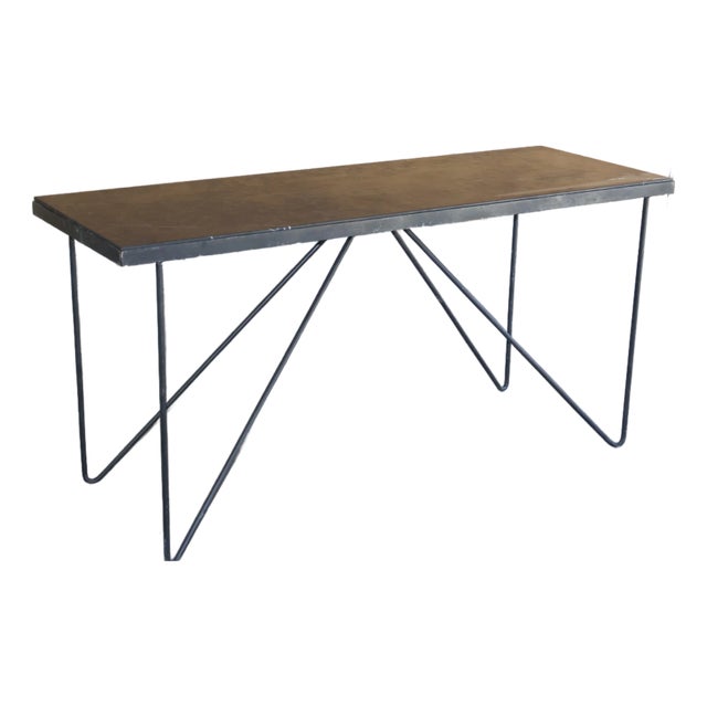 1950s California Modernist Iron & Marble Console Table For Sale