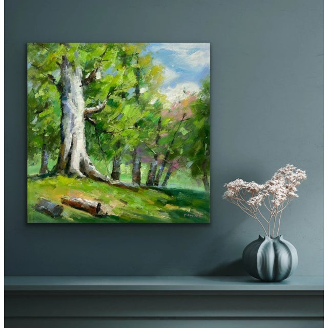 2020s Impressionistic Landscape Original Oil Painting For Sale - Image 5 of 10