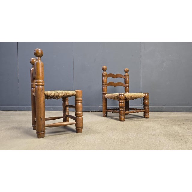 Brutalist Children Chairs attributed to Charles Dudouyt, 1960s, Set of 2 For Sale - Image 9 of 10