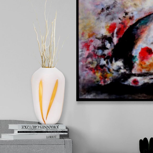 White Grasberg Glass Vase- Tall For Sale - Image 8 of 10