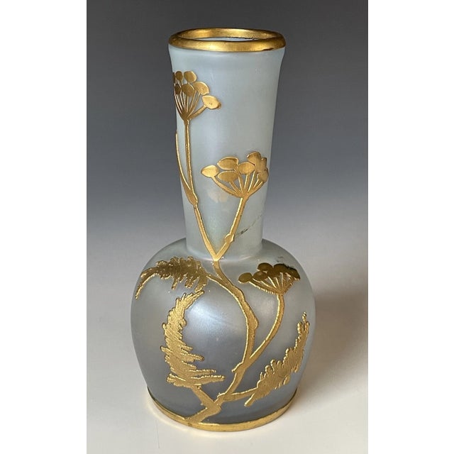 Fine Antique Art Nouveau Iridescent Satin Glass Vase W/ Gilt Bronze Overlay For Sale - Image 6 of 15