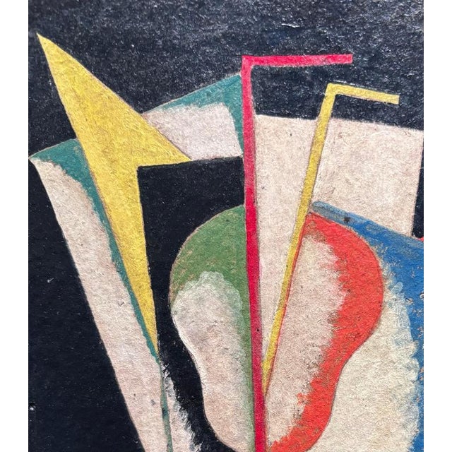 Black Antonio Marasco, Futurist Composition on a Black Background, 20th Century, Oil on Cardboard For Sale - Image 8 of 9