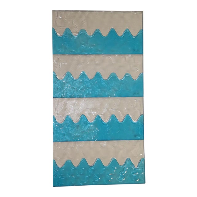 "Laguna" 1990s Murano Hand Cast Glass Set of 4 Panels For Sale