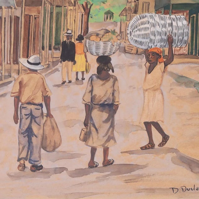 Two Vintage Haitian Watercolors on Paper by D. Duclair For Sale - Image 9 of 10