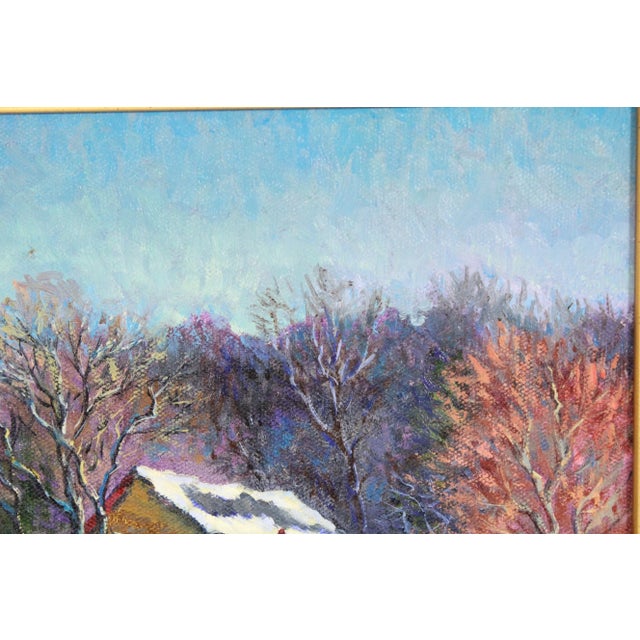 Wood Impressionist Winter Landscape Painting by Tatiana Alexveea (Born 1963) For Sale - Image 7 of 12