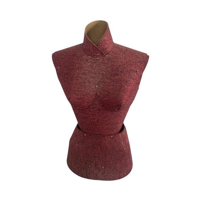 Antique dress form made in France. Used to tailor clothes. The piece is made from felt covered cardboard and adjustable....