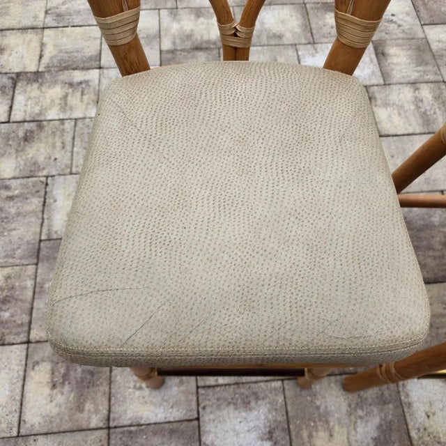 McGuire Bamboo Bar Stools With Leather Seats, 1970s Bohemian Style For Sale - Image 11 of 12