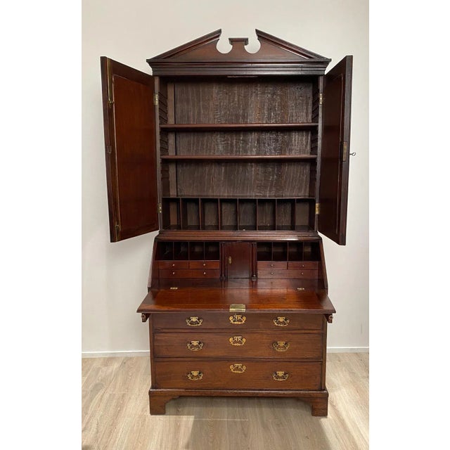 Georgian Secretary Mahogany Bookcase, 1770 For Sale - Image 4 of 9
