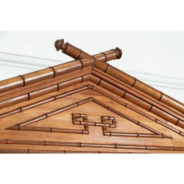 19th Century French Bamboo Beech & Pine Mirrored Armoire, 1870s For Sale - Image 12 of 18