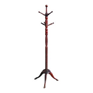 1900s Antique Hunzinger Mahogany Hat & Coat Rack Hall Tree For Sale