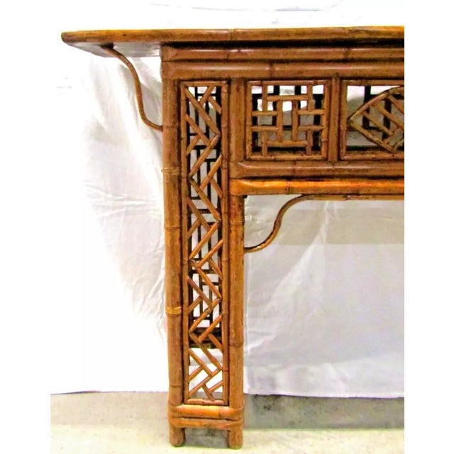 19th Century Antique Chinese Spotted Bamboo Altar Table Console Qing Dynasty For Sale - Image 4 of 12