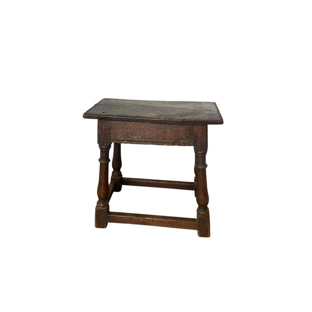 English Joint Stool in Oak, 1900 For Sale - Image 4 of 12