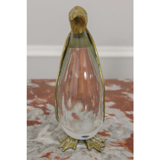 Traditional Pair Chapman Brass & Crystal Penguin Figures For Sale - Image 3 of 13