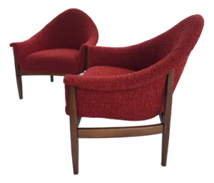 Pair Milo Baughman Thayer Coggin Walnut Petite Armchairs