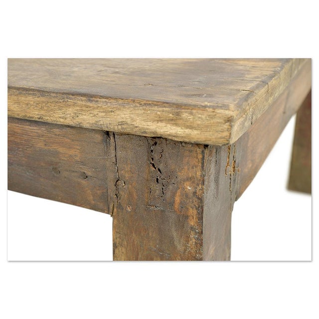 Large Coffee Table in Patinated Solid Wood For Sale - Image 4 of 6
