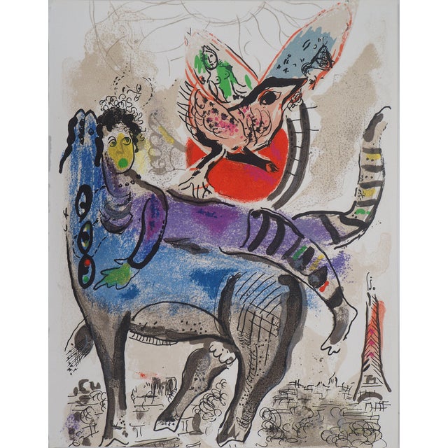 Marc Chagall, La vache bleue, Lithograph For Sale