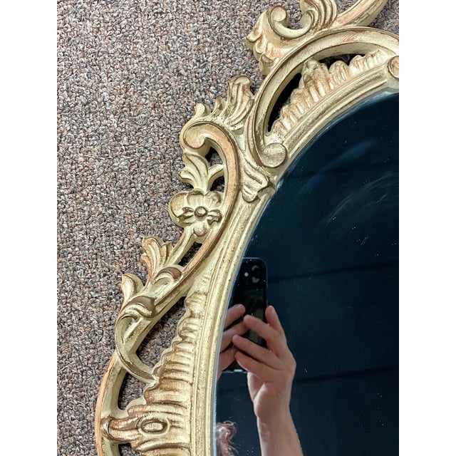 Glass 1950s Turner Manufacturing Co. Baroque Fashion Plate Wall Mirror For Sale - Image 7 of 11