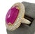 23.61 CTW Mid-Century Burmese Ruby & Diamond 18k Yellow Gold Ring, Size 4 For Sale - Image 10 of 13