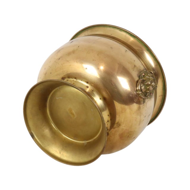 Early 20th Century Antique Brass Jardinière with Lion Heads For Sale - Image 13 of 16